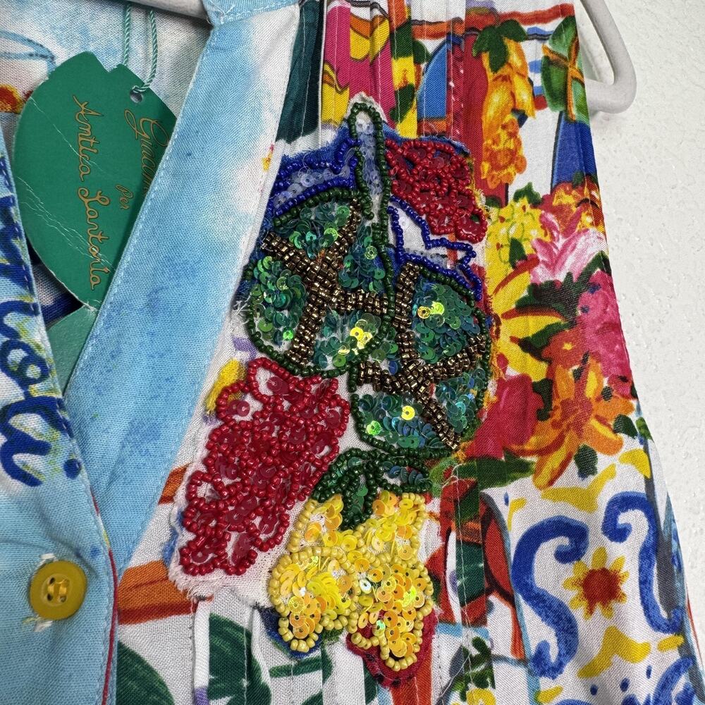 Antica Sartoria Dress Womens One Size Beaded Sundress Boho Fruit Artsy NEW - Picture 7 of 14
